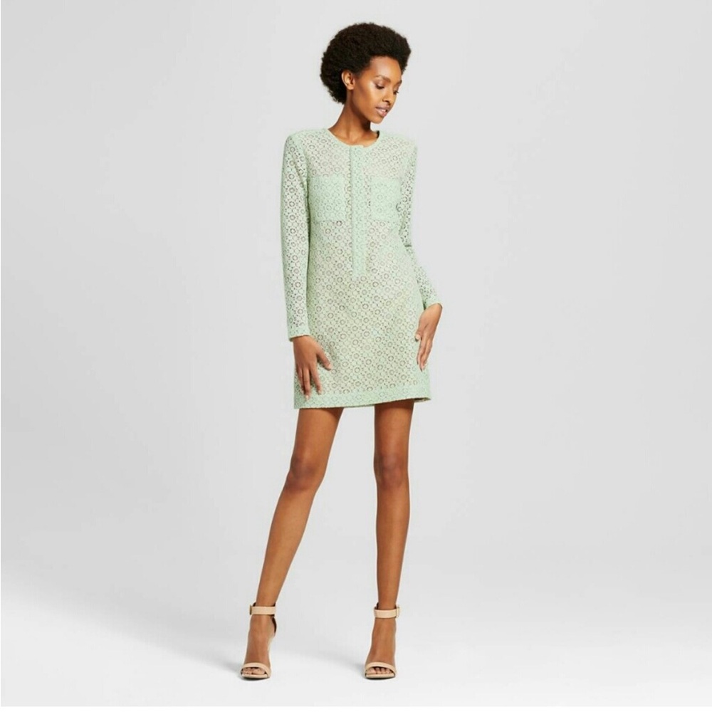 Victoria Beckham Target Mini Green Lace Dress